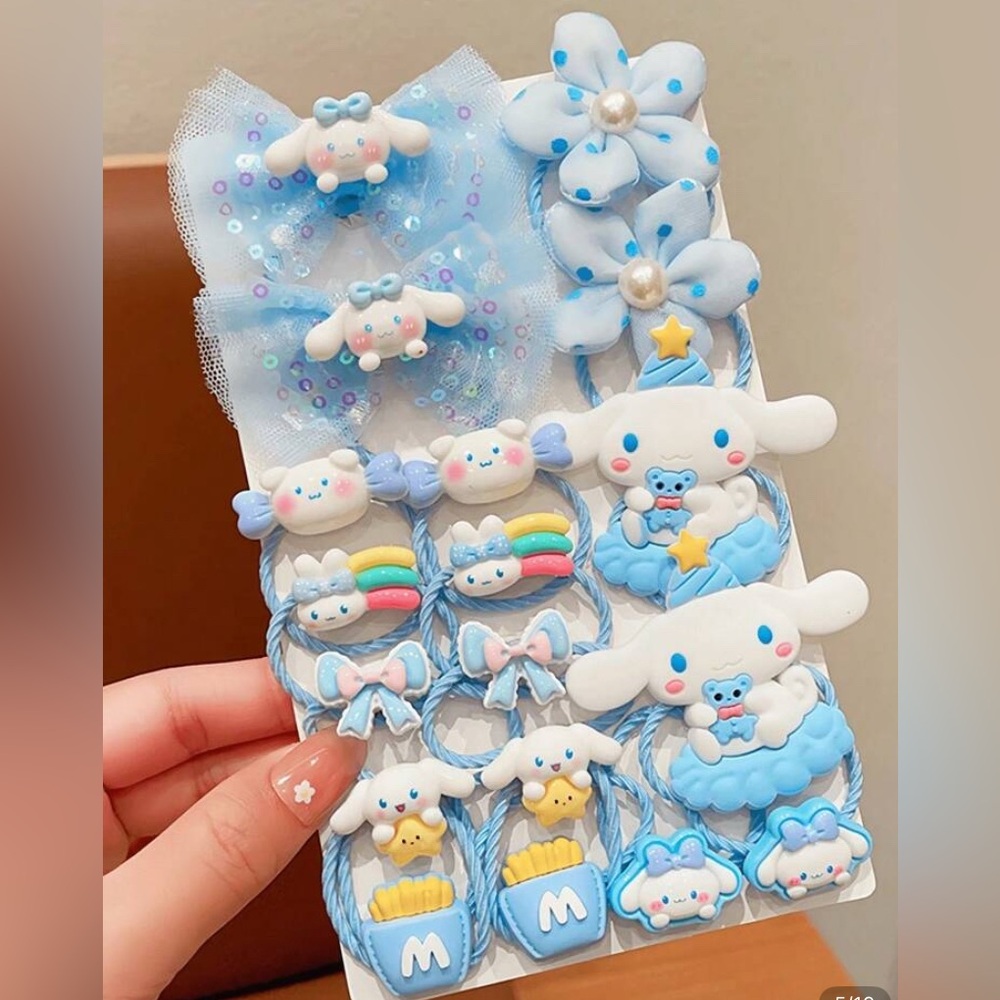 Sanrio Cinnamon Cute Blue and White Hair Accessories Set